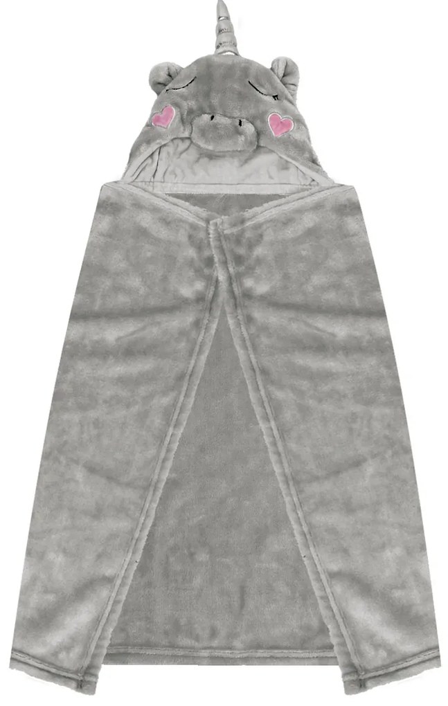 Κουβέρτα Fleece Με Κουκούλα (86x36) Makis Tselios Baby Monocer Grey