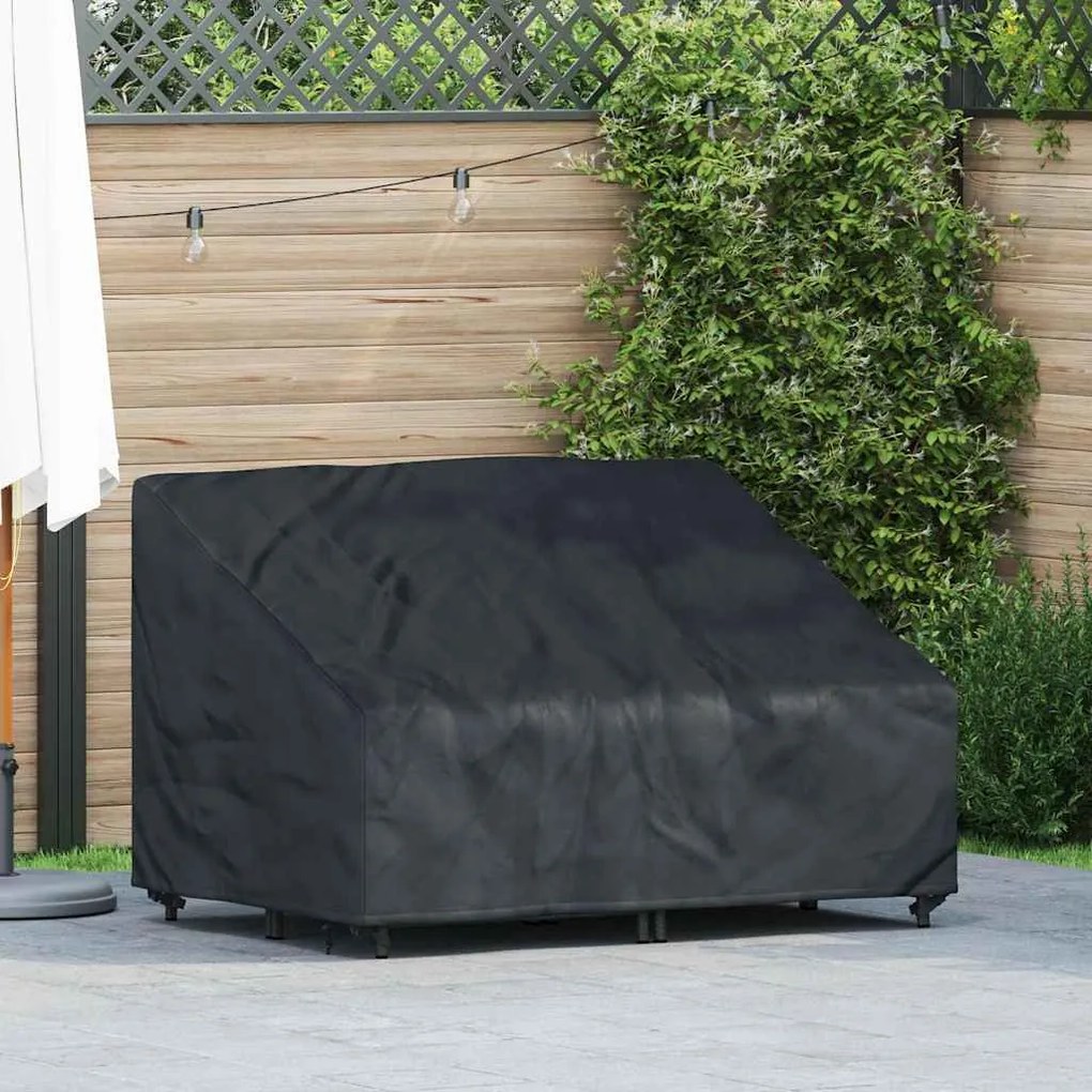 vidaXL Κάλυμμα Παγκάκι Κήπου Μαύρο 130 x 95 x 40 / 80 εκ Ύφασμα 420D
