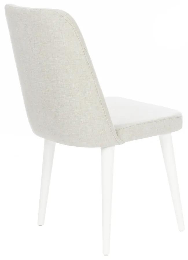 Artekko Lisbon Καρέκλα με Ξύλινο Λευκό Σκελετό και Απαλό Μπεζ Ύφασμα (48x60x92)cm