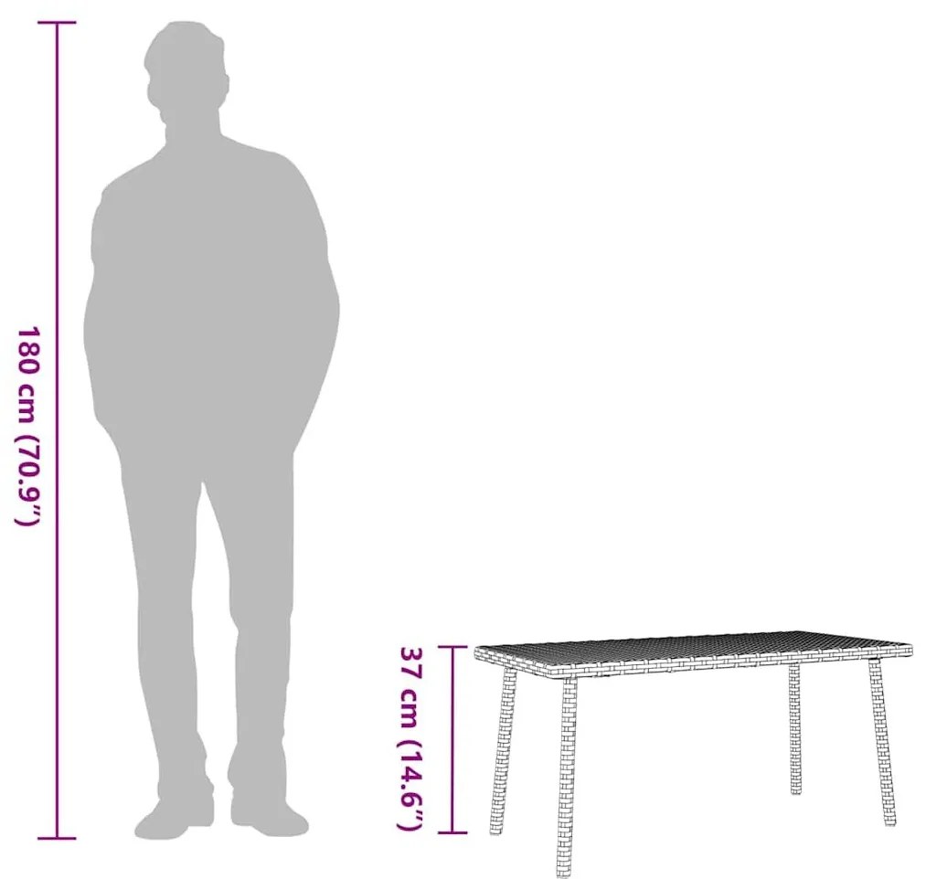Κήπος Τραπεζάκι σαλονιού ορθογώνιο μπεζ 80x40x37 cm Poly Rattan - Μπεζ