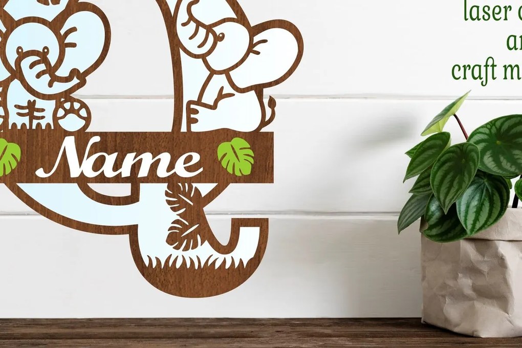 Intra απο ξύλο plywood Χρώμα wenge 3mm-4mm πάχος - Μονόγραμμα με κεφαλαίο ελέφαντα Γράμμα Q Δίασταση 30x20 cm INTRAFABR-75542608