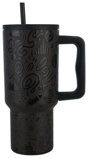 Estia Θερμός Ποτήρι Straw Tumbler XL 900ml Save The Aegean Noir Echo 01-32098