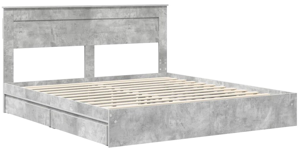 vidaXL Κρεβάτι Αποθήκης Σκυρόδεμα Γκρι 180 x 200 cm Επεξεργασμένο ξύλο