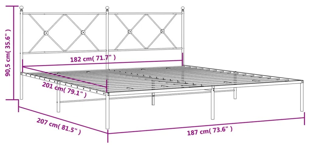 ΠΛΑΙΣΙΟ ΚΡΕΒΑΤΙΟΥ ΜΕ ΚΕΦΑΛΑΡΙ ΛΕΥΚΟ 180X200 ΕΚ. ΜΕΤΑΛΛΙΚΟ 376555