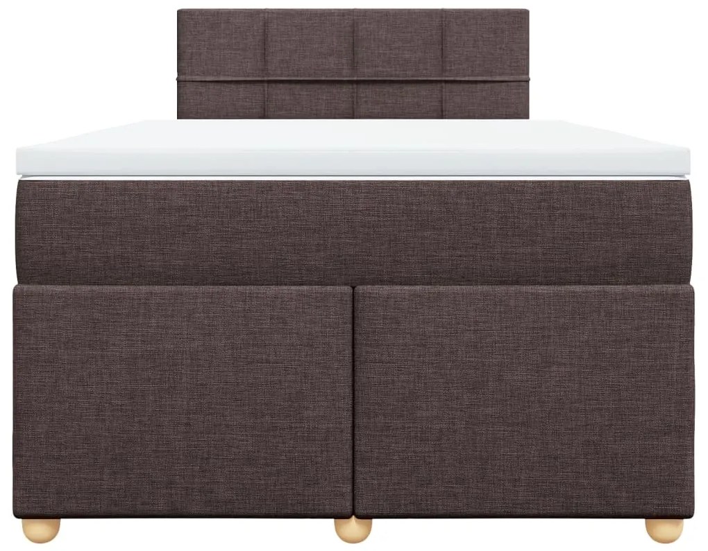 vidaXL Κρεβάτι Boxspring με Στρώμα Σκούρο Καφέ 120x190 εκ Υφασμάτινο