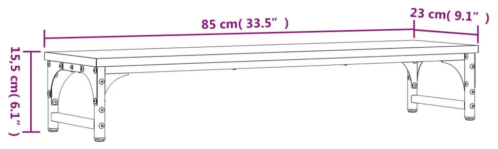 Βάση Οθόνης Γκρι Sonoma 85x23x15,5 εκ. από Επεξεργασμένο Ξύλο - Γκρι