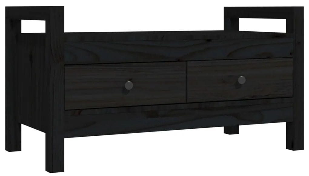 vidaXL Παγκάκι Χολ Μαύρο 80 x 40 x 43 εκ. από Μασίφ Ξύλο Πεύκου