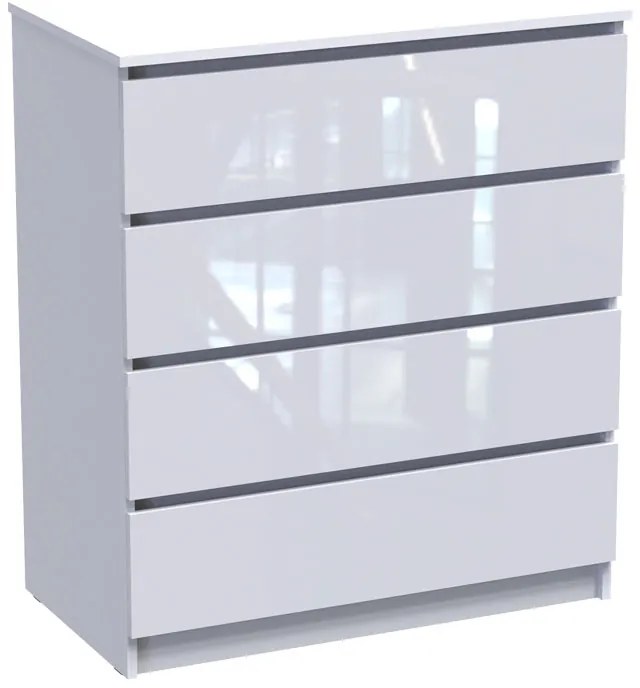 Συρταριέρα Dicama pakoworld mdf σε λευκη glossy απόχρωση 90x47x101εκ