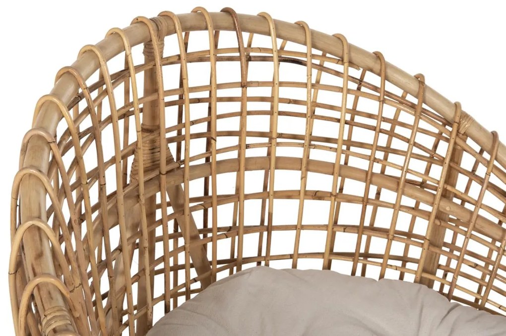 Καρέκλα - Πολυθρόνα ENTO C9814 Φυσικό Rattan με Λευκό Μαξιλάρι 106x94x82Yεκ. 106x94x82 εκ.