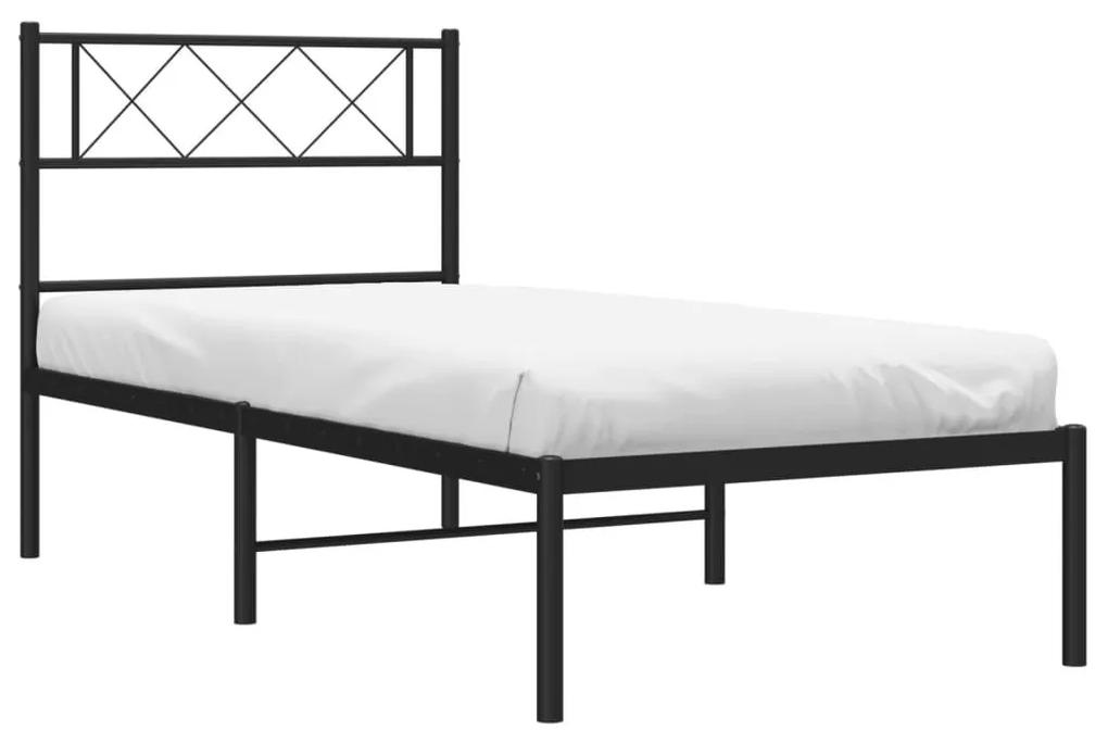 Πλαίσιο Κρεβατιού με Κεφαλάρι Μαύρο 90 x 200 εκ. Μεταλλικό - Μαύρο