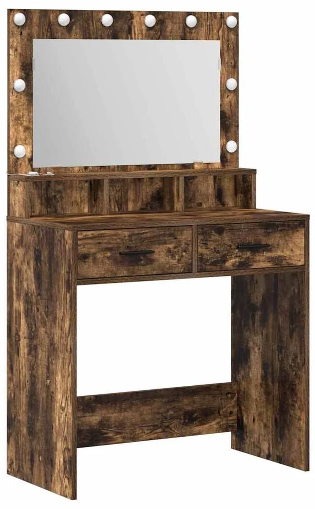vidaXL Κομοδίνο Καπνιστή δρυς 79 x 41 x 135 cm Επεξεργασμένο ξύλο
