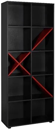 ΡΑΦΙΕΡΑ ΜΕ ΔΕΚΑ  ΡΑΦΙΑ 75x30x188 εκ ANTHRACITE/RED