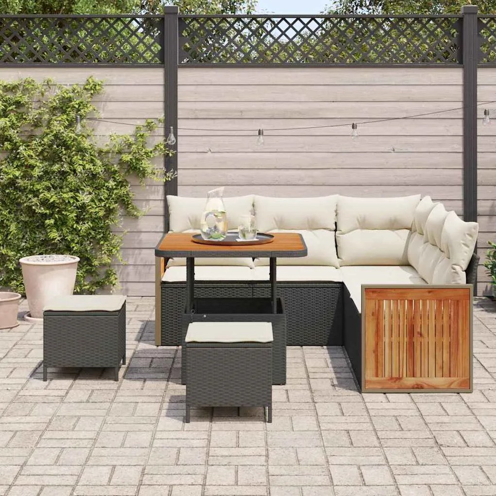 vidaXL Σετ Καναπέ Κήπου 8 pcs Μαύρο, Κρέμα 80 x 80 x 71 cm
