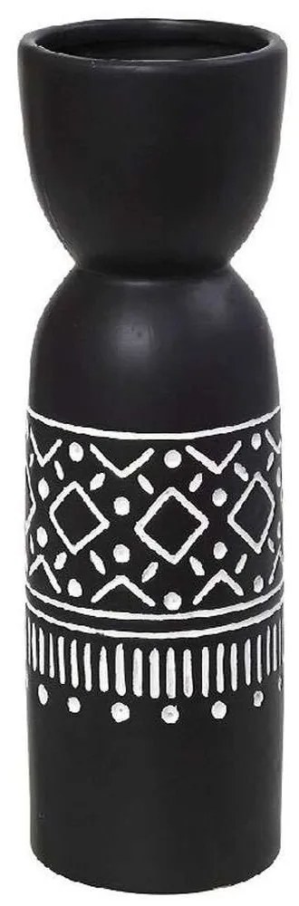 Βάζο Tribal CER2306 12x12x37,5cm Black-White Espiel Ceramic