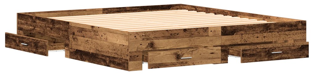 vidaXL Bed Frame με Συρτάρια Παλαιού Ξύλου 180x200 εκ. Κατασκευασμένο Ξύλο