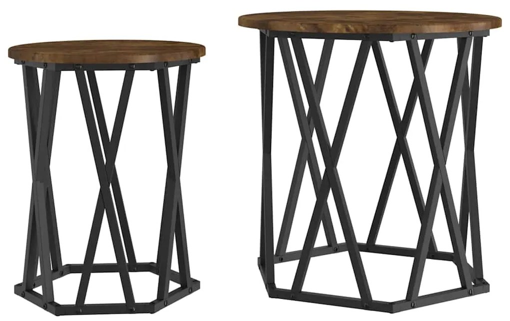 vidaXL Τραπεζάκι σαλονιού 2 pcs Καπνιστή δρυς 50 x 50 x 50 cm