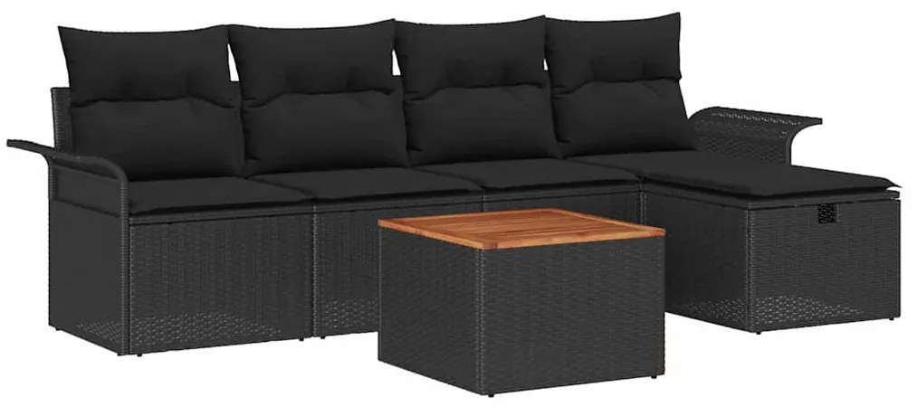 vidaXL Σετ Καναπέ Κήπου με αποθήκευση 6 pcs Μαύρο Πολυ ράταν