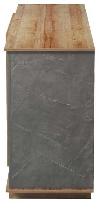 Μπουφές Zafore  pakoworld σε oak-γκρι μαρμάρου 180x45x80εκ