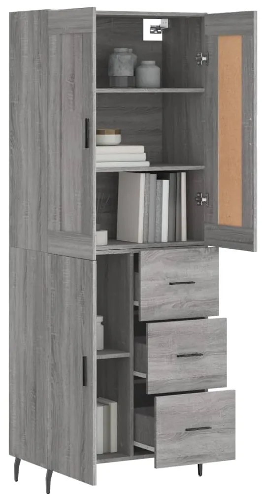 vidaXL Ντουλάπι Γκρι Sonoma 69,5 x 34 x 180 εκ. Επεξεργασμένο Ξύλο