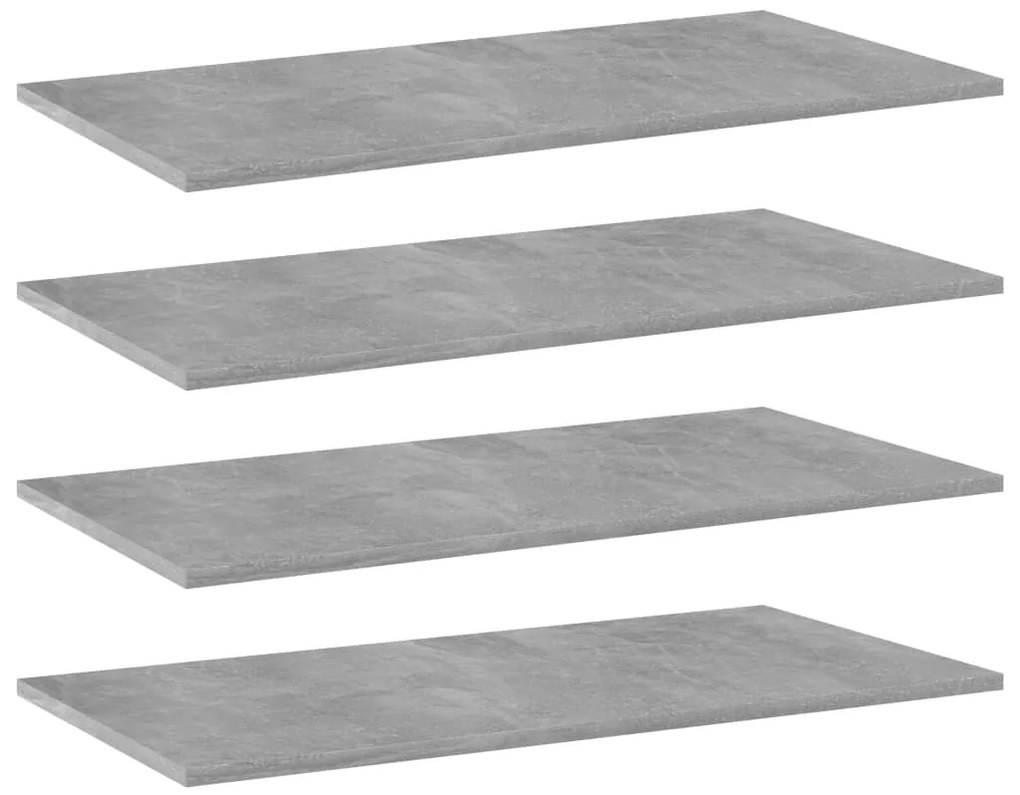 vidaXL Ράφια Βιβλιοθήκης 4 τεμ. Γκρι Σκυροδ. 80x40x1,5 εκ. Επεξ. Ξύλο