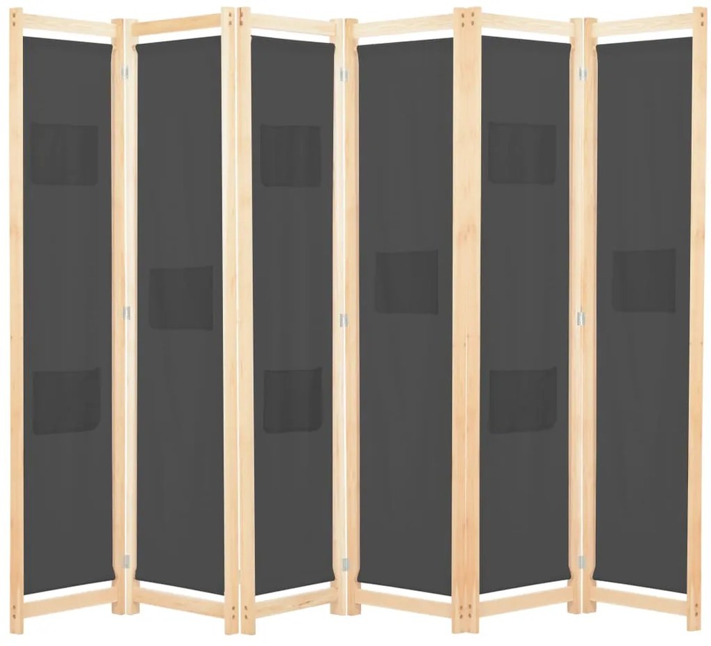 vidaXL Διαχωριστικό Δωματίου με 6 Πάνελ Γκρι 240x170x4 εκ. Υφασμάτινο