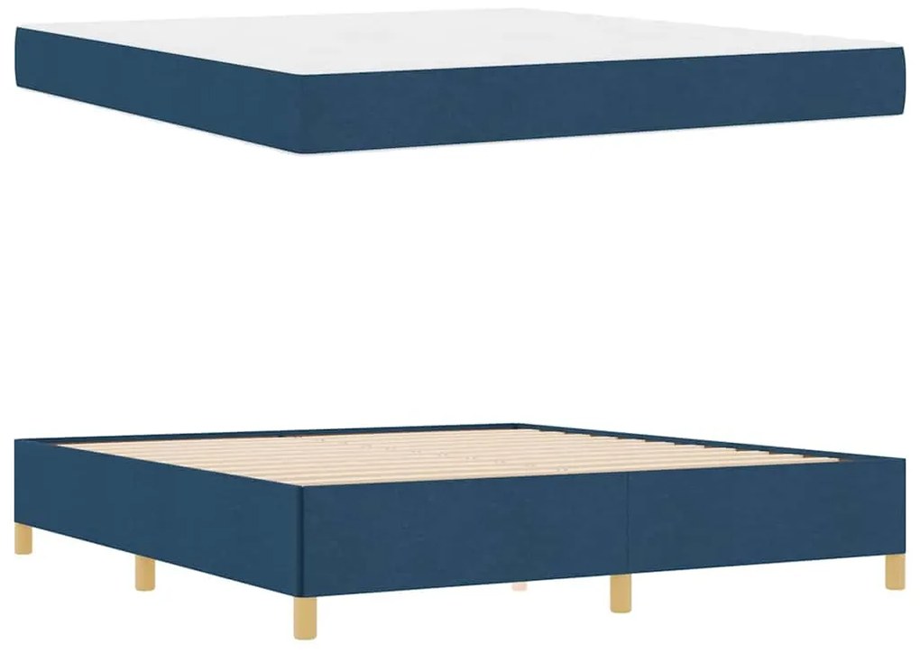 vidaXL Κρεβάτι με ελατήρια Μπλε και άσπρο 180 x 200 cm ύφασμα