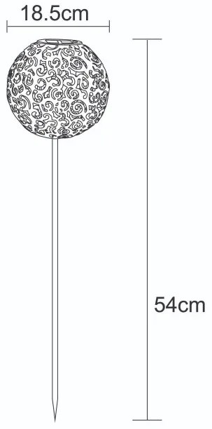 Ηλιακό Καρφωτό Φωτιστικό LED 0,06W ΙΡ44 54cm Globo Lighting-33743R-Σκουριασμένο 33743R