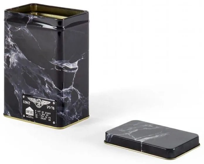 Κουτί Μεταλλικό Με Καπάκι Alumarble Small Cm.10,8x7,3 h.15,5cm Black Seletti Μέταλλο