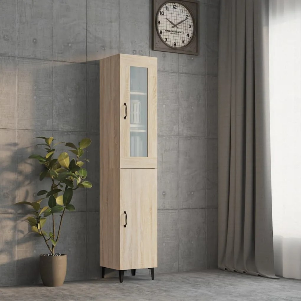 vidaXL Μπουφές Sonoma δρυς 34,5 x 34 x 180 εκ. από Επεξεργασμένο Ξύλο