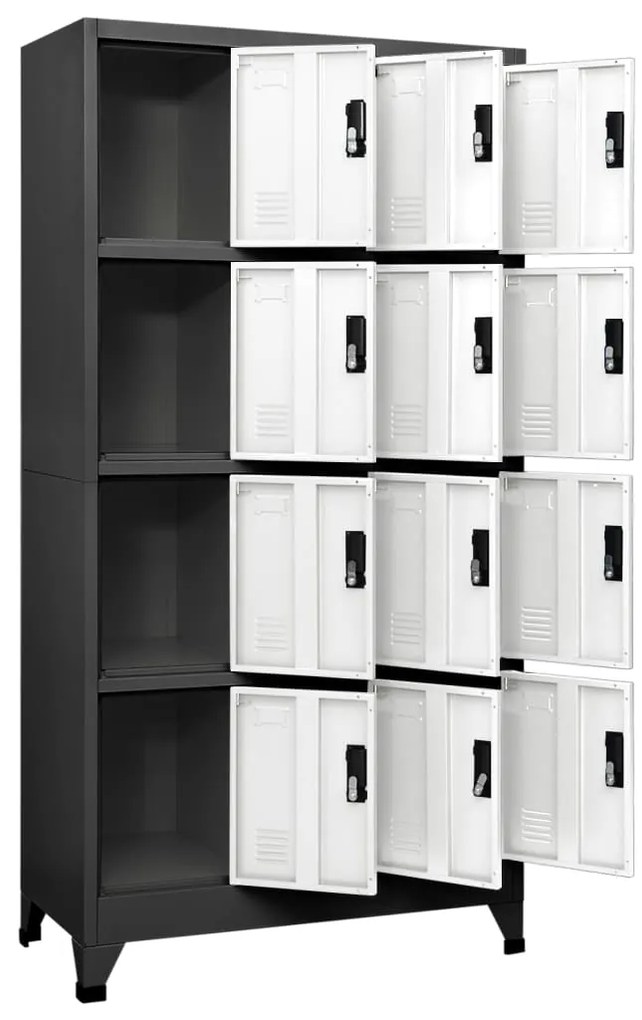 vidaXL Φοριαμός Ανθρακί και Λευκός 90 x 45 x 180 εκ. Ατσάλινος