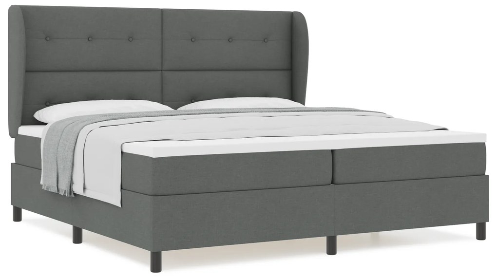 vidaXL Κρεβάτι Box Spring με Στρώμα σε Σκούρο Γκρι, 200x200 εκ. Ύφασμα