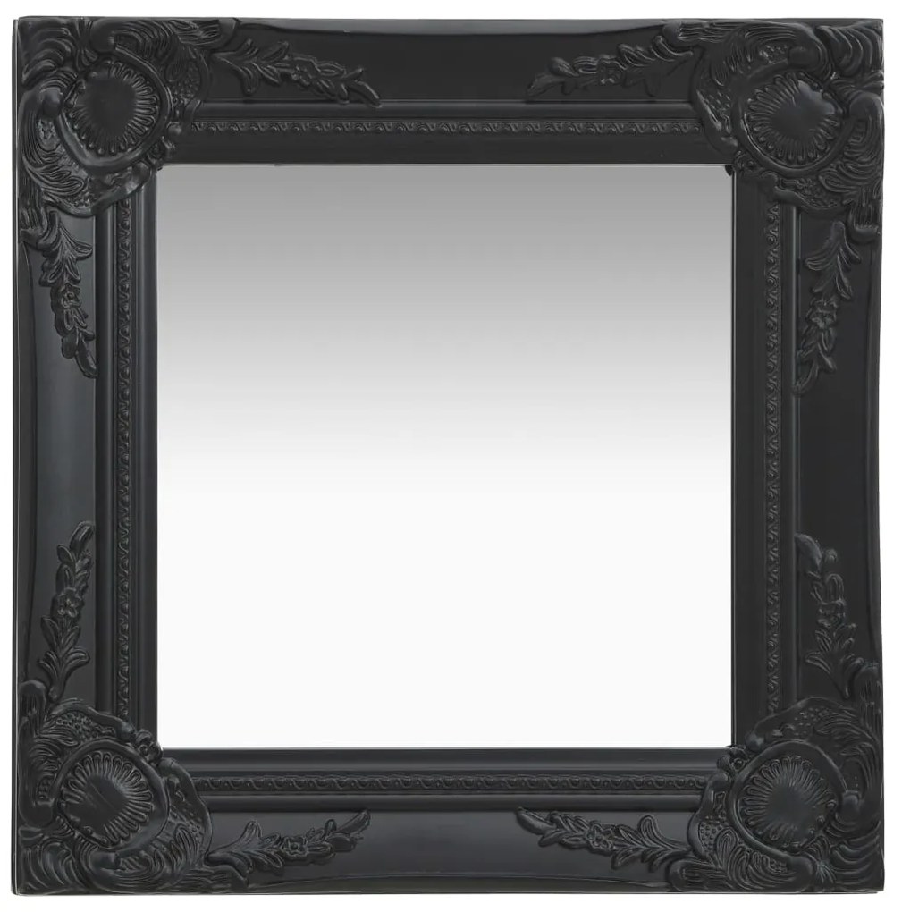 vidaXL Καθρέφτης Τοίχου με Μπαρόκ Στιλ Μαύρος 40 x 40 εκ.