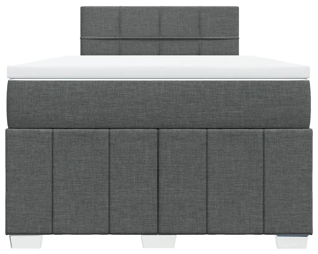 Κρεβάτι Boxspring με Στρώμα Σκούρο Γκρι 120x200 εκ. Υφασμάτινο - Γκρι