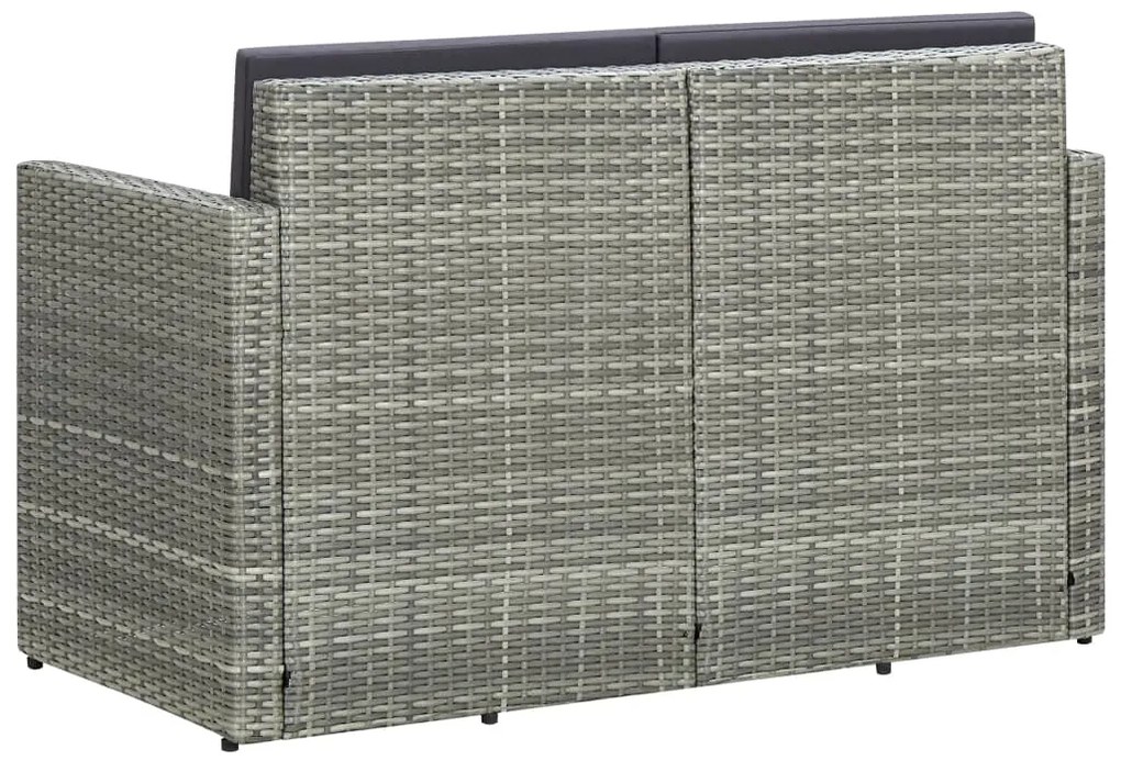 vidaXL Καναπές Κήπου Διθέσιος Γκρι από Συνθετικό Ρατάν με Μαξιλάρια