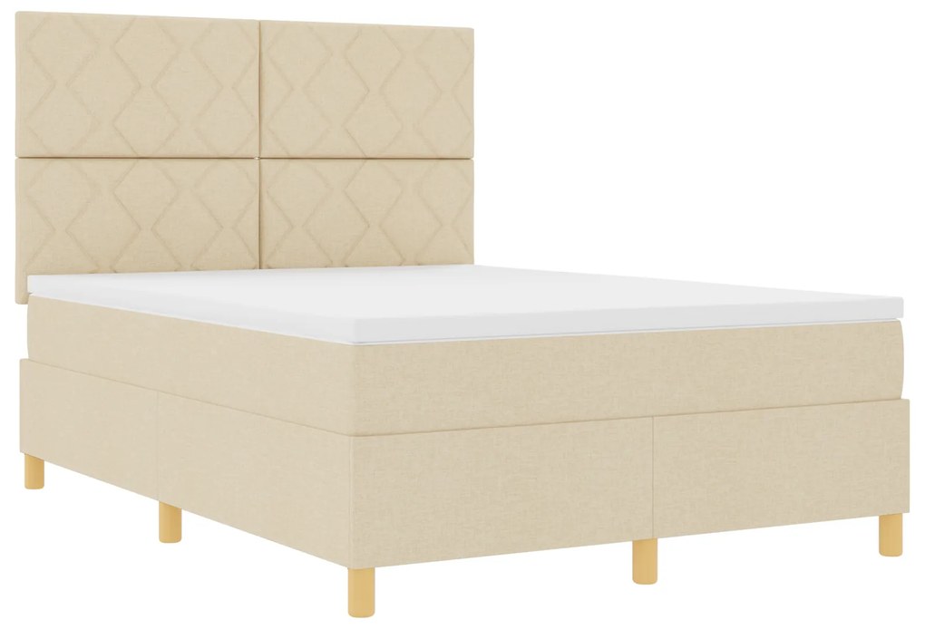 vidaXL Κρεβάτι με Στρώμα Κρεμ 140x200 cm Ύφασμα