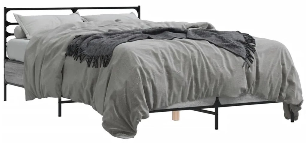 vidaXL Πλαίσιο Κρεβατιού Γκρι Sonoma 120 x 190εκ. Επεξ. Ξύλο &amp; Μέταλλο