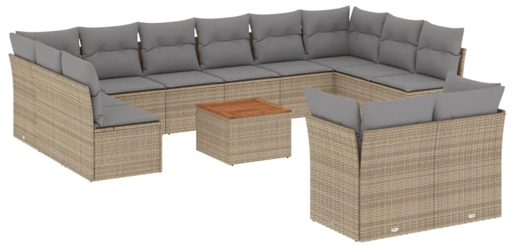 vidaXL Σαλόνι Κήπου Σετ 13 τεμ. Μικτό Μπεζ Συνθ. Ρατάν με Μαξιλάρια