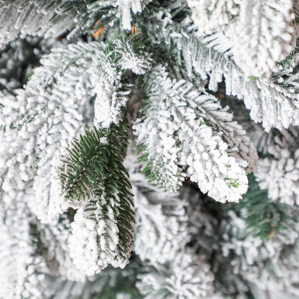 HOMCOM Χριστουγεννιάτικο Δέντρο, Τεχνητό Χιόνι & Κουκουνάρια, ρεαλιστικό, πυράντοχο, μεταλλική βάση, 183 cm, Πράσινο