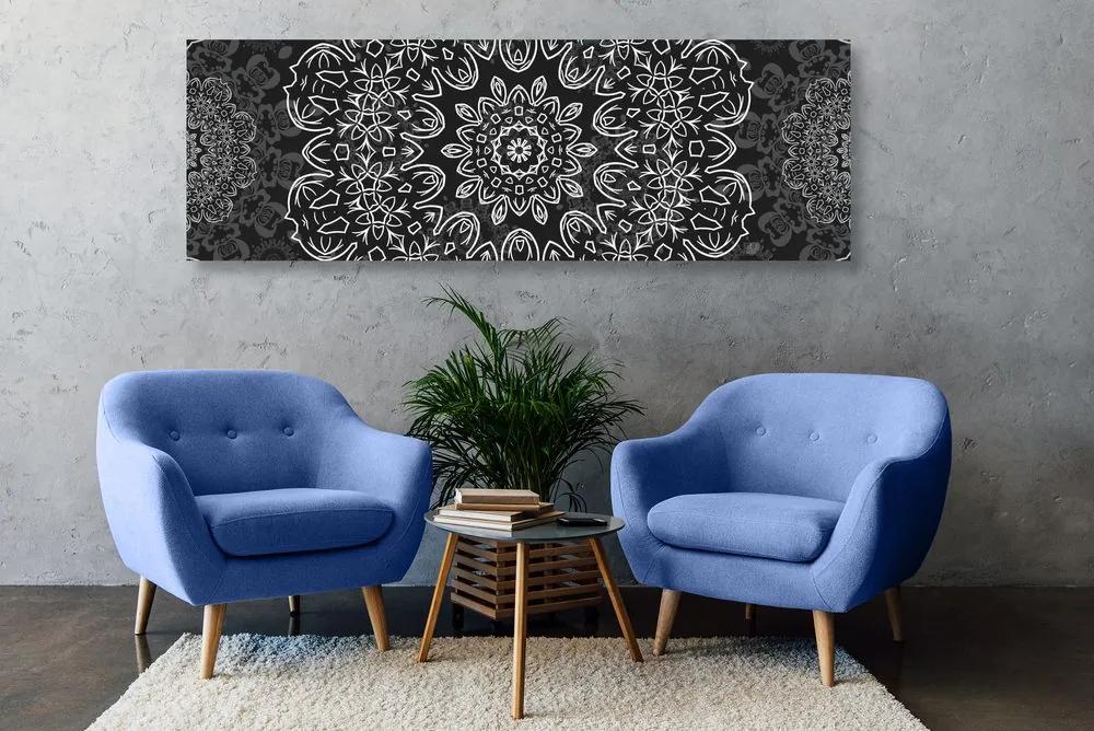 Εικόνα Mandala με αφηρημένο σχέδιο σε ασπρόμαυρο - 150x50