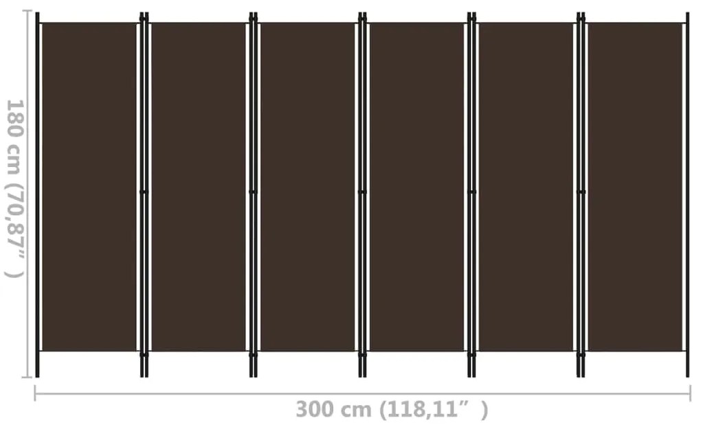 vidaXL Διαχωριστικό Δωματίου με 6 Πάνελ Καφέ 300 x 180 εκ.