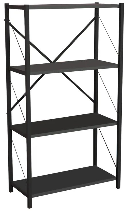 Βιβλιοθήκη Jackrey pakoworld ανθρακί μελαμίνης-μαύρο μέταλλο 63x30x114εκ