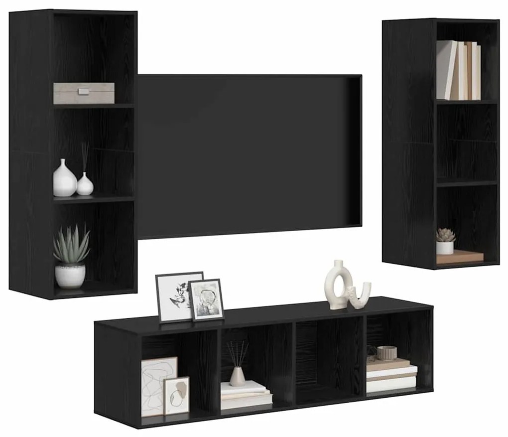 vidaXL Σετ επίπλου τηλεόρασης 3 pcs Μαύρη δρυς 37 x 37 x 142.5 εκ