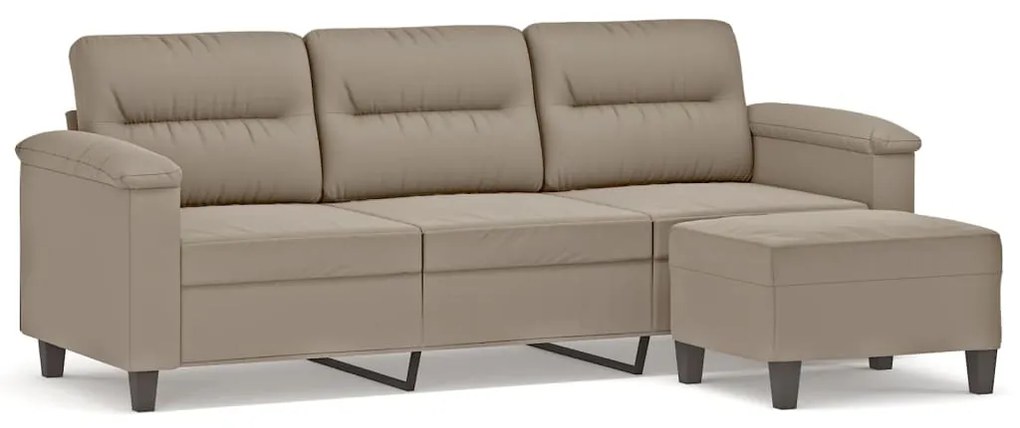 vidaXL Καναπές Τριθέσιος Taupe 180 εκ. από Μικροΐνες με Υποπόδιο