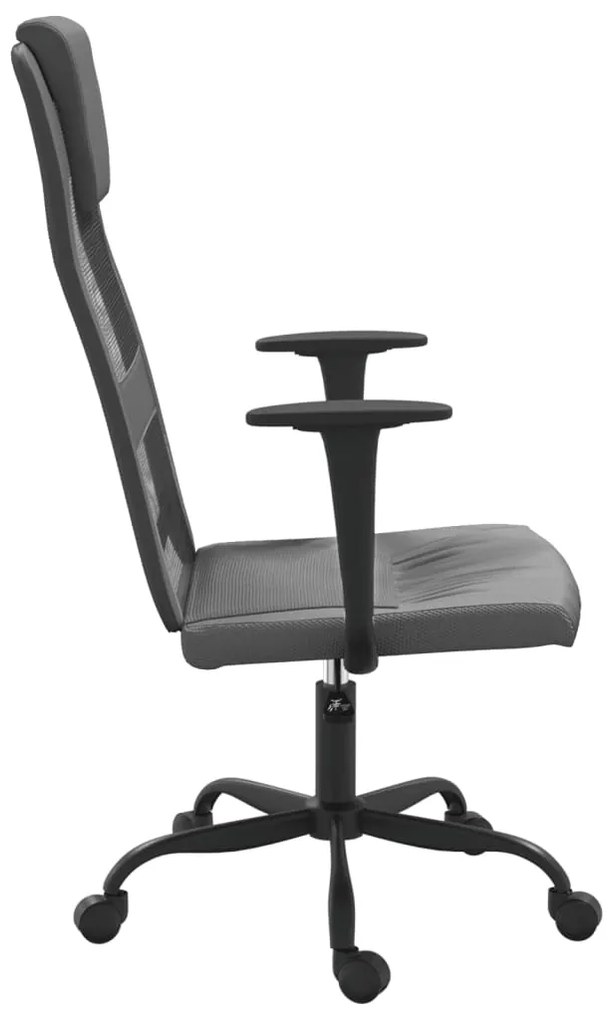 vidaXL Καρέκλα Γραφείου Ρυθμ. Ύψος Μαύρη Διχτυωτό Ύφασμα/Συνθ. Δέρμα