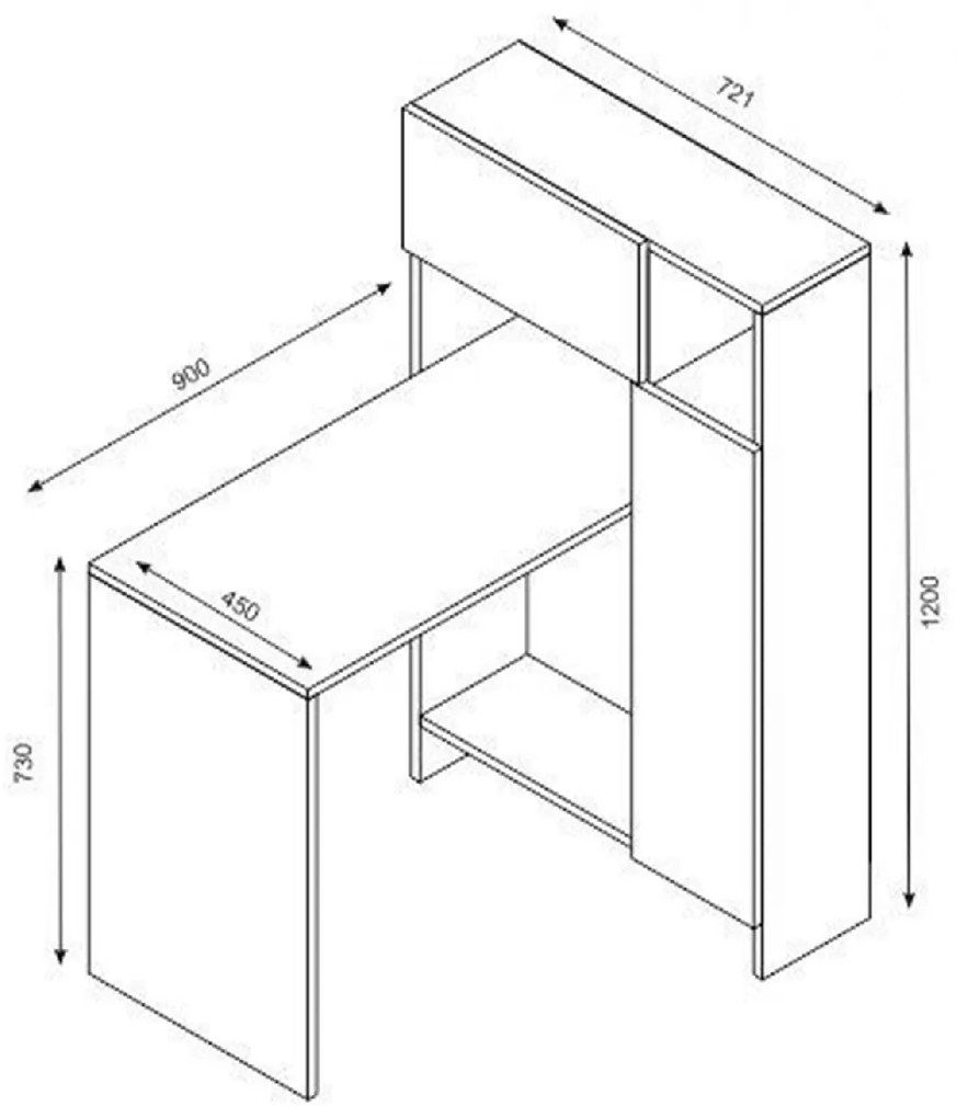 ΓΡΑΦΕΙΟ ΜΕ ΒΙΒΛΙΟΘΗΚΗ ALCOTT HM9087.01 ΛΕΥΚΟ ΚΑΡΥΔΙ 90x72,1x120Y εκ.