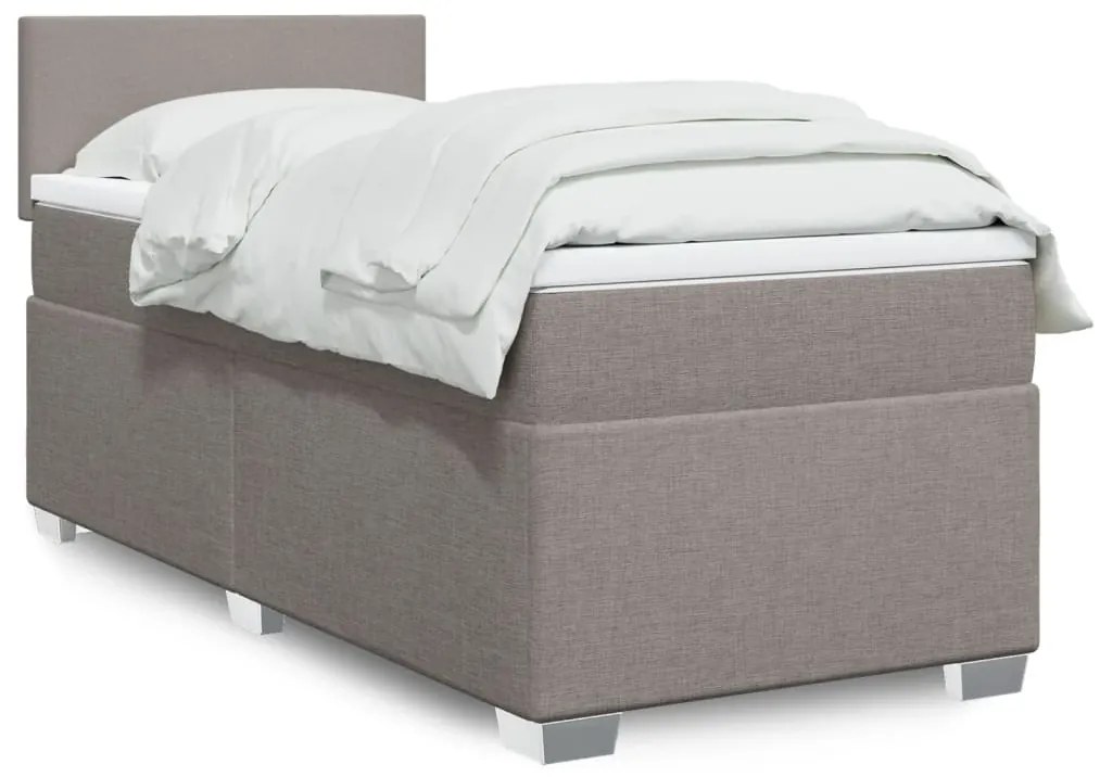 vidaXL Κρεβάτι Boxspring με Στρώμα Taupe 90x200 εκ. Υφασμάτινο