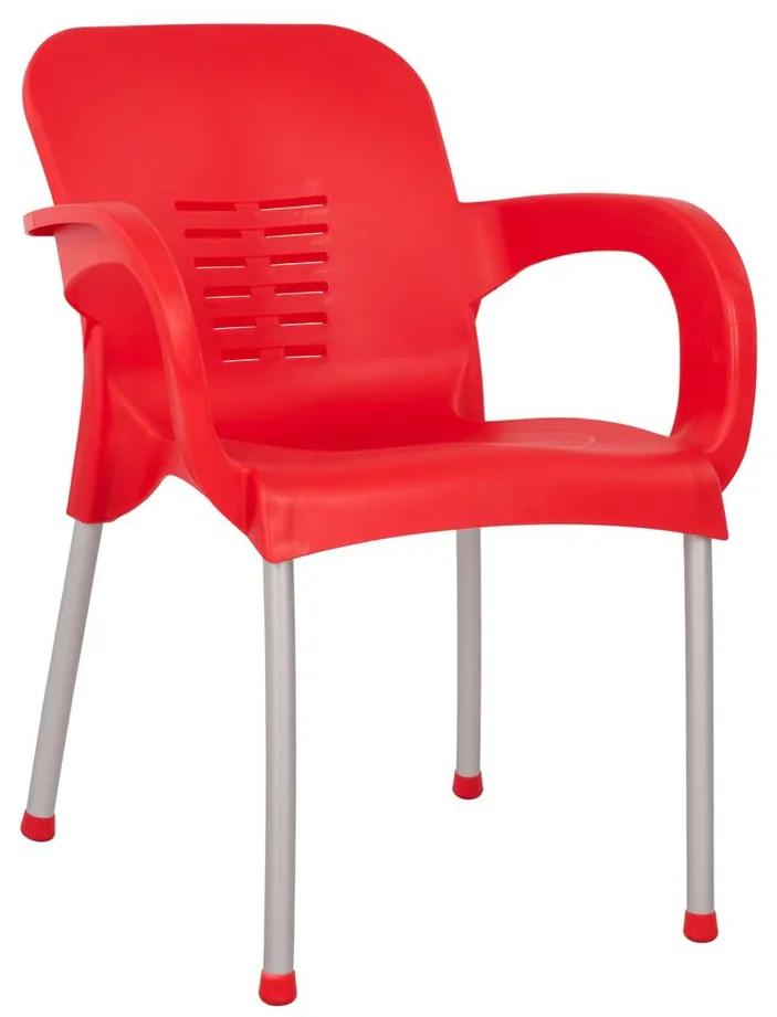 14720012 Καρέκλα Κήπου Κόκκινο PP 60x50x80xcm Μέταλλο/PP, 1 Τεμάχιο