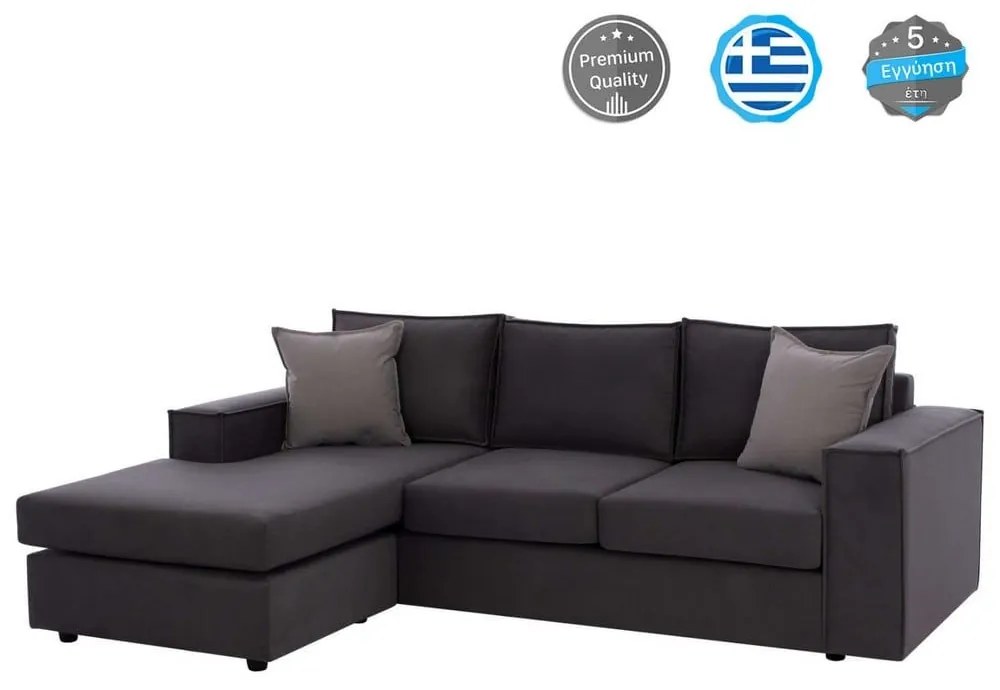 Καναπές Γωνία Monaco HM3257.10 Αναστρέψιμη 240x170x86cm Αλέκιαστο Ύφασμα Grey Ύφασμα