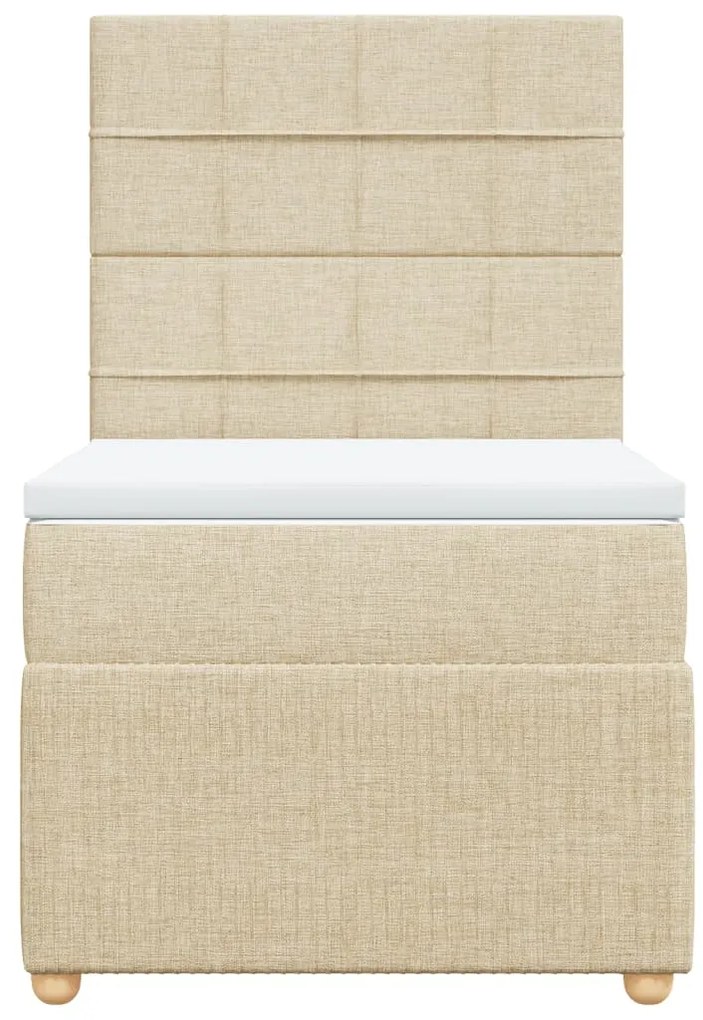 vidaXL Κρεβάτι Boxspring με Στρώμα Κρεμ 100 x 200 εκ. Υφασμάτινο