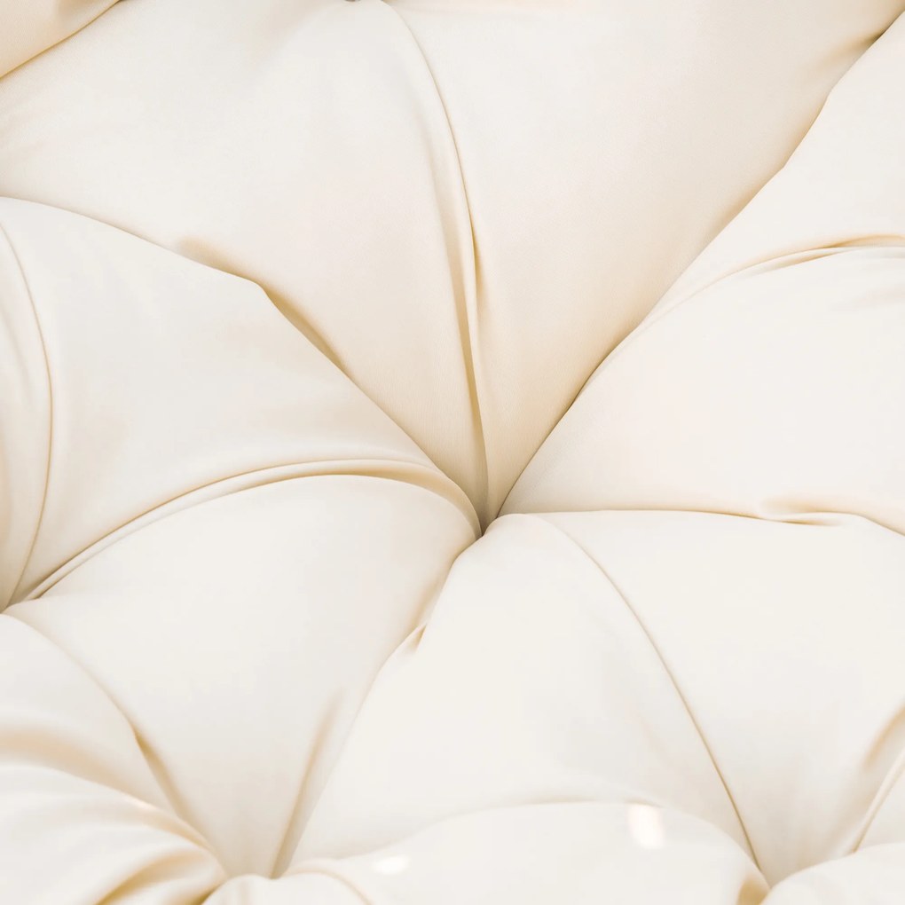 Outsunny Πολυθρόνα Papasan, Πολυθρόνα Καλαθιού, Μαξιλάρι Καθίσματος, Τεχνητό Ρατάν, Περιστρεφόμενη, Μεταλλικός Σκελετός, 87 x 97 x 90 cm, Μπεζ